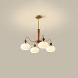 Modern Brass Finish Opal Glass Modern Chandelier Image - 6