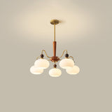 Modern Brass Finish Opal Glass Modern Chandelier Image - 7