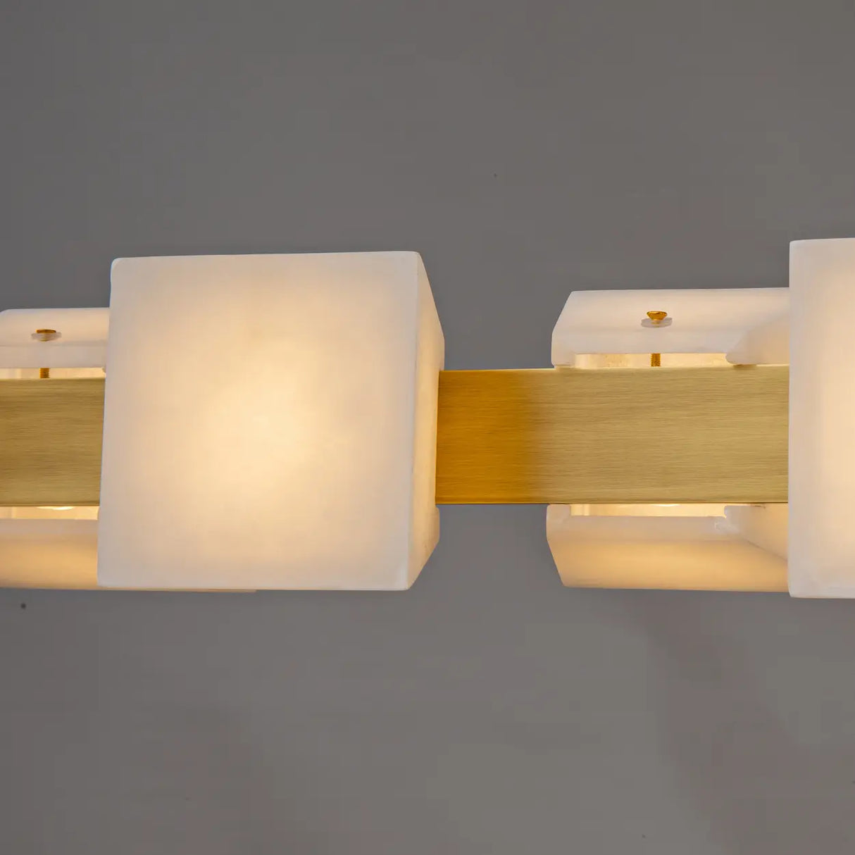 Modern Brass Linear Alabaster Cube Pendant Island Light Image - 5