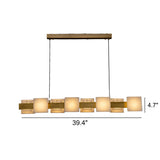 Modern Brass Linear Alabaster Cube Pendant Island Light #size