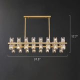 Modern Brass Linear Multiple Clear Crystal Island Light #size
