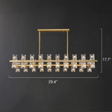 Modern Brass Linear Multiple Clear Crystal Island Light Image - 11
