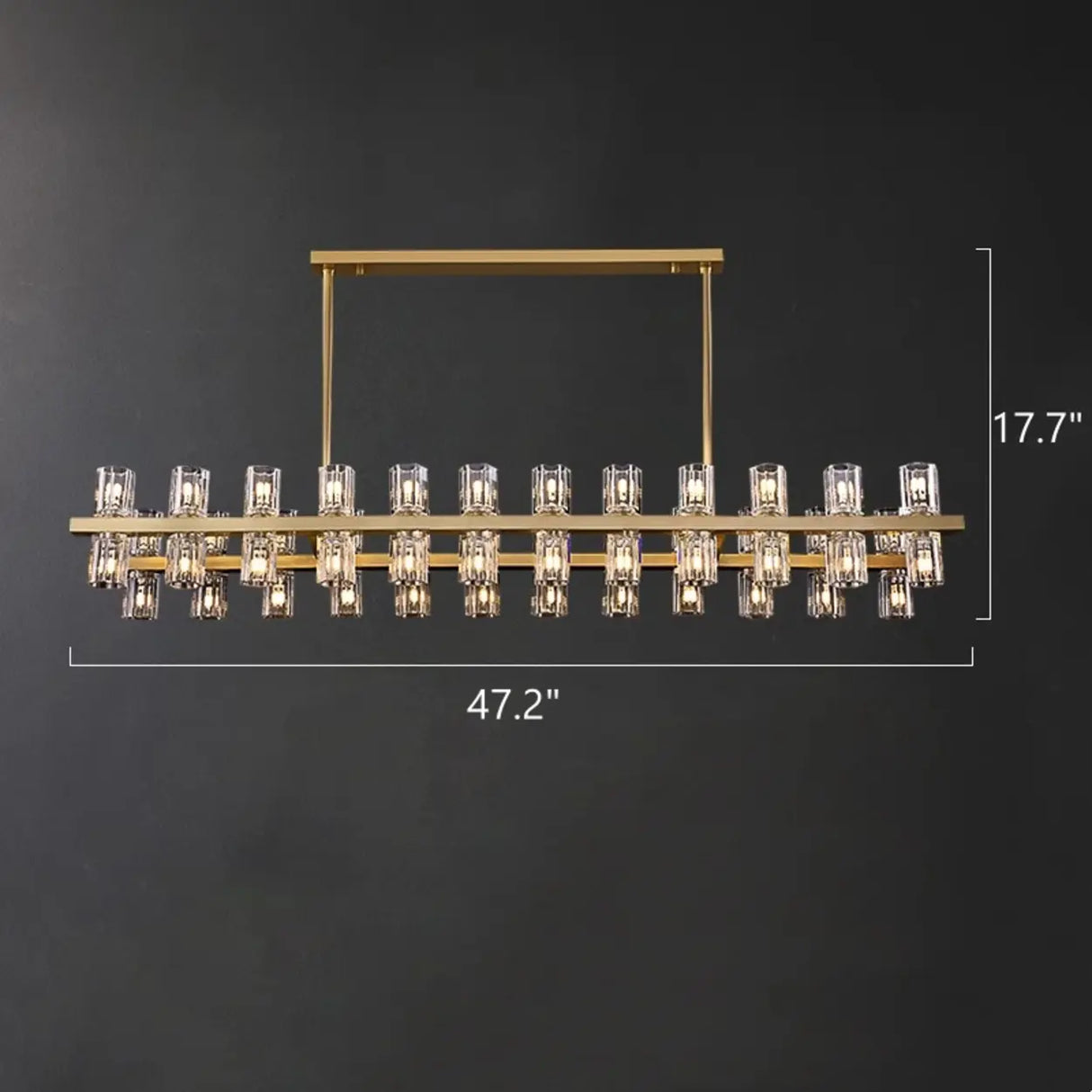 Modern Brass Linear Multiple Clear Crystal Island Light Image - 12