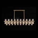 Modern Brass Linear Multiple Clear Crystal Island Light Image - 2