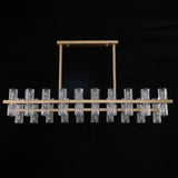 Modern Brass Linear Multiple Clear Crystal Island Light Image - 3