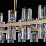 Modern Brass Linear Multiple Clear Crystal Island Light Image - 4