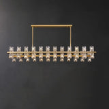 Modern Brass Linear Multiple Clear Crystal Island Light Image - 7