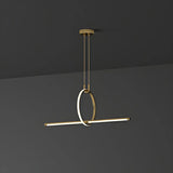 Modern Brass Ring and Linear Kitchen Island Light  Image - 6