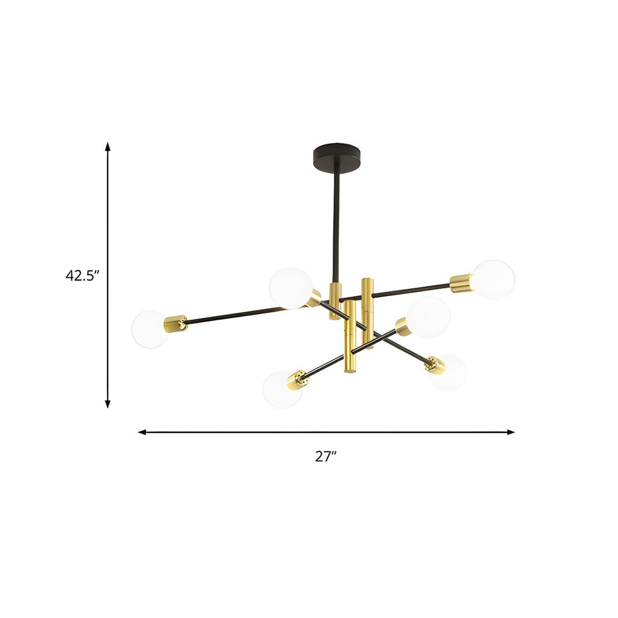 Modern Brass Sputnik Glass Globe Pendant Chandelier Image - 13