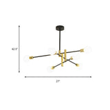 Modern Brass Sputnik Glass Globe Pendant Chandelier Image - 13