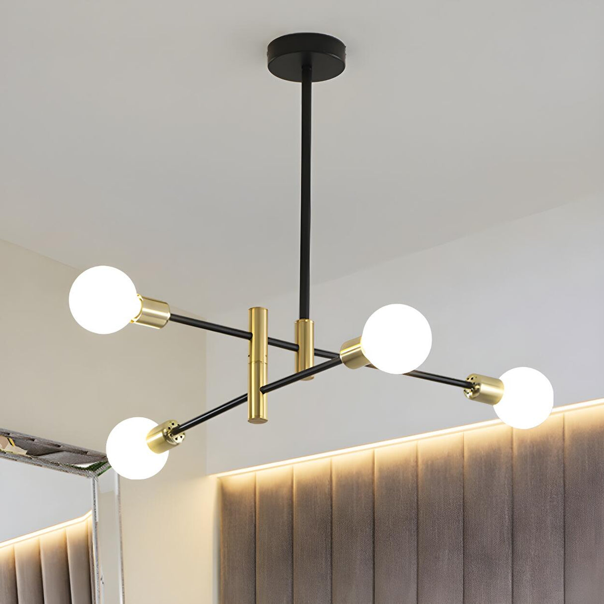 Modern Brass Sputnik Glass Globe Pendant Chandelier Image - 5