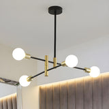 Modern Brass Sputnik Glass Globe Pendant Chandelier Image - 5