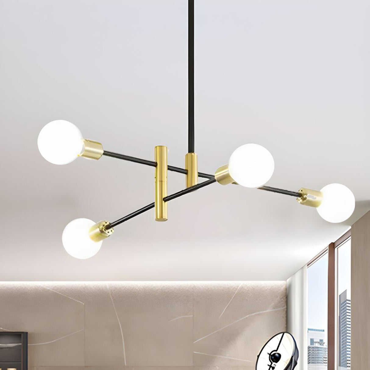 Modern Brass Sputnik Glass Globe Pendant Chandelier Image - 6