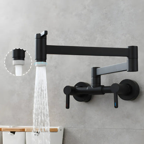 Modern Brass Wall-Mounted Dual Mode Pot Filler Faucet Image - 2
