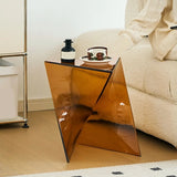 Modern Brown Acrylic Geometric Triangle Side Table Image - 15