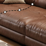 Modern Brown Cow Leather Pillow Top Arm Down Fill Sofa Image - 12