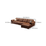 Modern Brown Cow Leather Pillow Top Arm Down Fill Sofa Image - 27