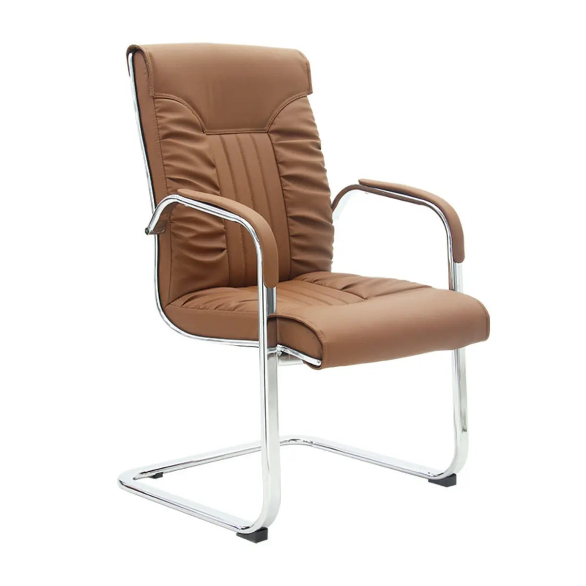 Modern Brown Ergonomic Leather Office Chair with Arms Image - 10