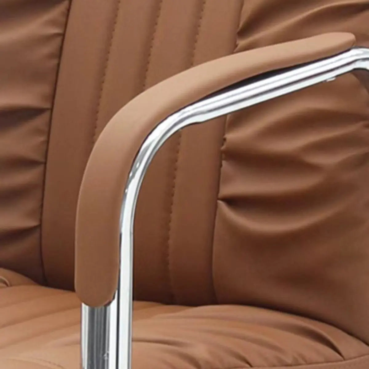 Modern Brown Ergonomic Leather Office Chair with Arms Image - 11