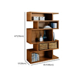 Modern Brown Geometric Closed Back Pine Wood Bookcase #size