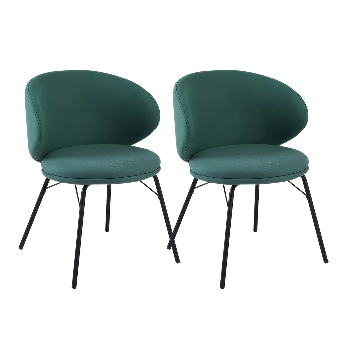 Modern Brown Leathaire Upholstered Curved Back Dining Chair Image - 10