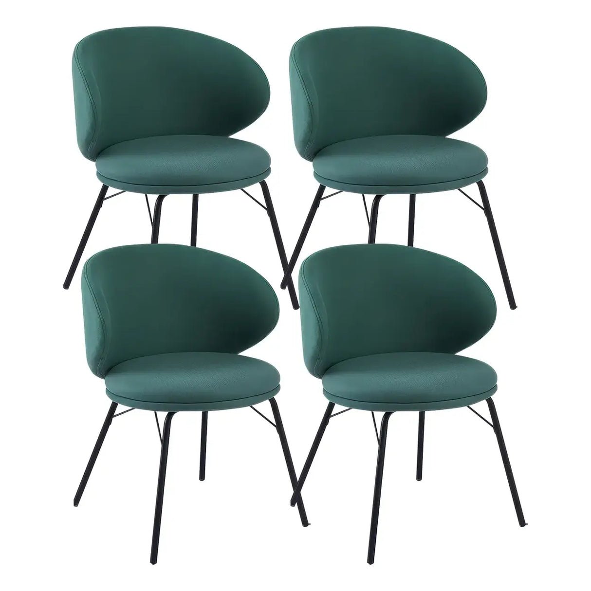 Modern Brown Leathaire Upholstered Curved Back Dining Chair Image - 11