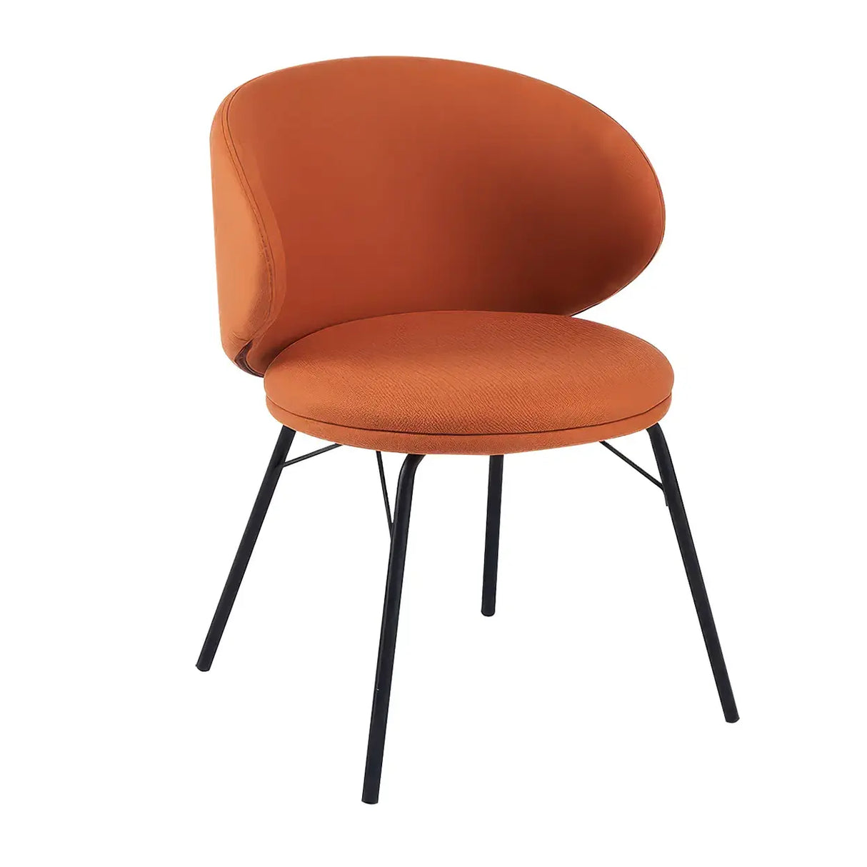 Modern Brown Leathaire Upholstered Curved Back Dining Chair Image - 12