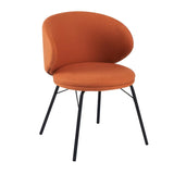 Modern Brown Leathaire Upholstered Curved Back Dining Chair Image - 12