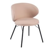 Modern Brown Leathaire Upholstered Curved Back Dining Chair Image - 15
