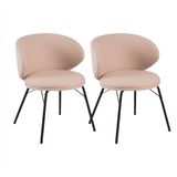 Modern Brown Leathaire Upholstered Curved Back Dining Chair Image - 16