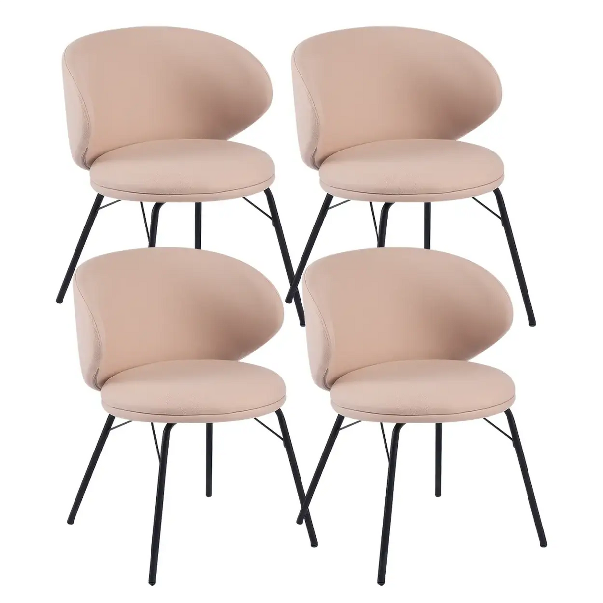 Modern Brown Leathaire Upholstered Curved Back Dining Chair Image - 17