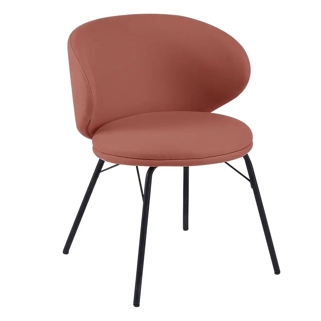 Modern Brown Leathaire Upholstered Curved Back Dining Chair Image - 18