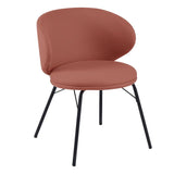 Modern Brown Leathaire Upholstered Curved Back Dining Chair Image - 18