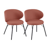 Modern Brown Leathaire Upholstered Curved Back Dining Chair Image - 19
