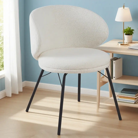 Modern Brown Leathaire Upholstered Curved Back Dining Chair Image - 2