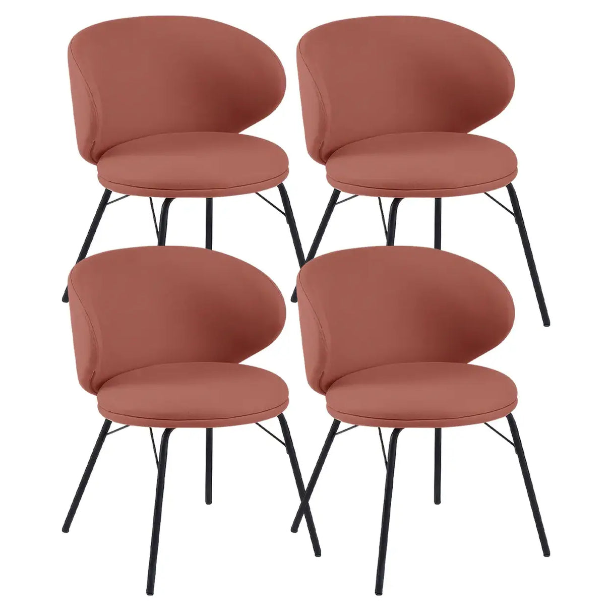 Modern Brown Leathaire Upholstered Curved Back Dining Chair Image - 20