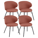 Modern Brown Leathaire Upholstered Curved Back Dining Chair Image - 20