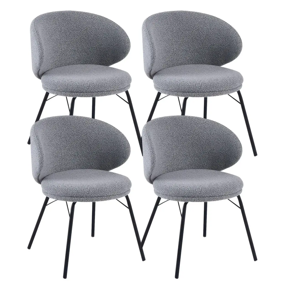 Modern Brown Leathaire Upholstered Curved Back Dining Chair Image - 23