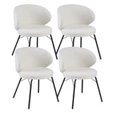 Modern Brown Leathaire Upholstered Curved Back Dining Chair Image - 26