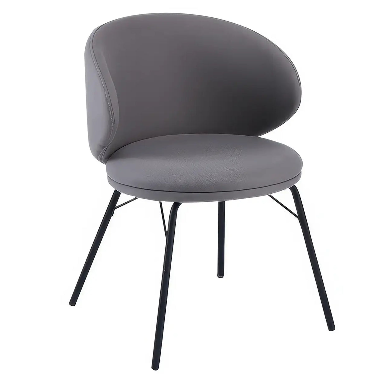 Modern Brown Leathaire Upholstered Curved Back Dining Chair Image - 3