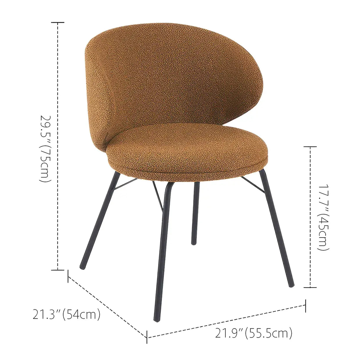 Modern Brown Leathaire Upholstered Curved Back Dining Chair 
