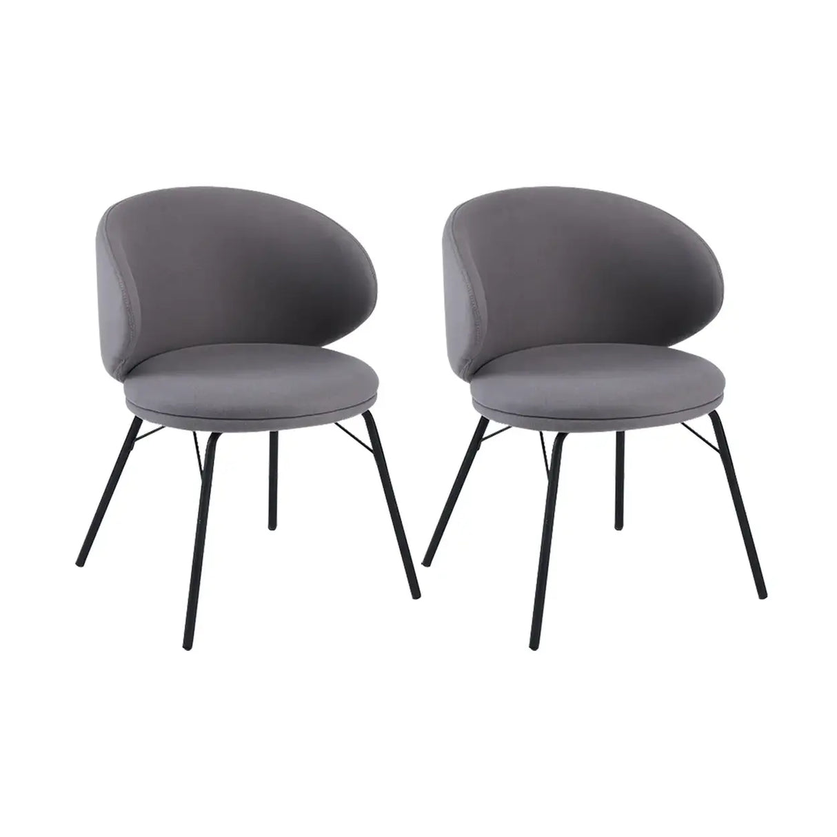Modern Brown Leathaire Upholstered Curved Back Dining Chair Image - 4