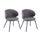 Modern Brown Leathaire Upholstered Curved Back Dining Chair Image - 4