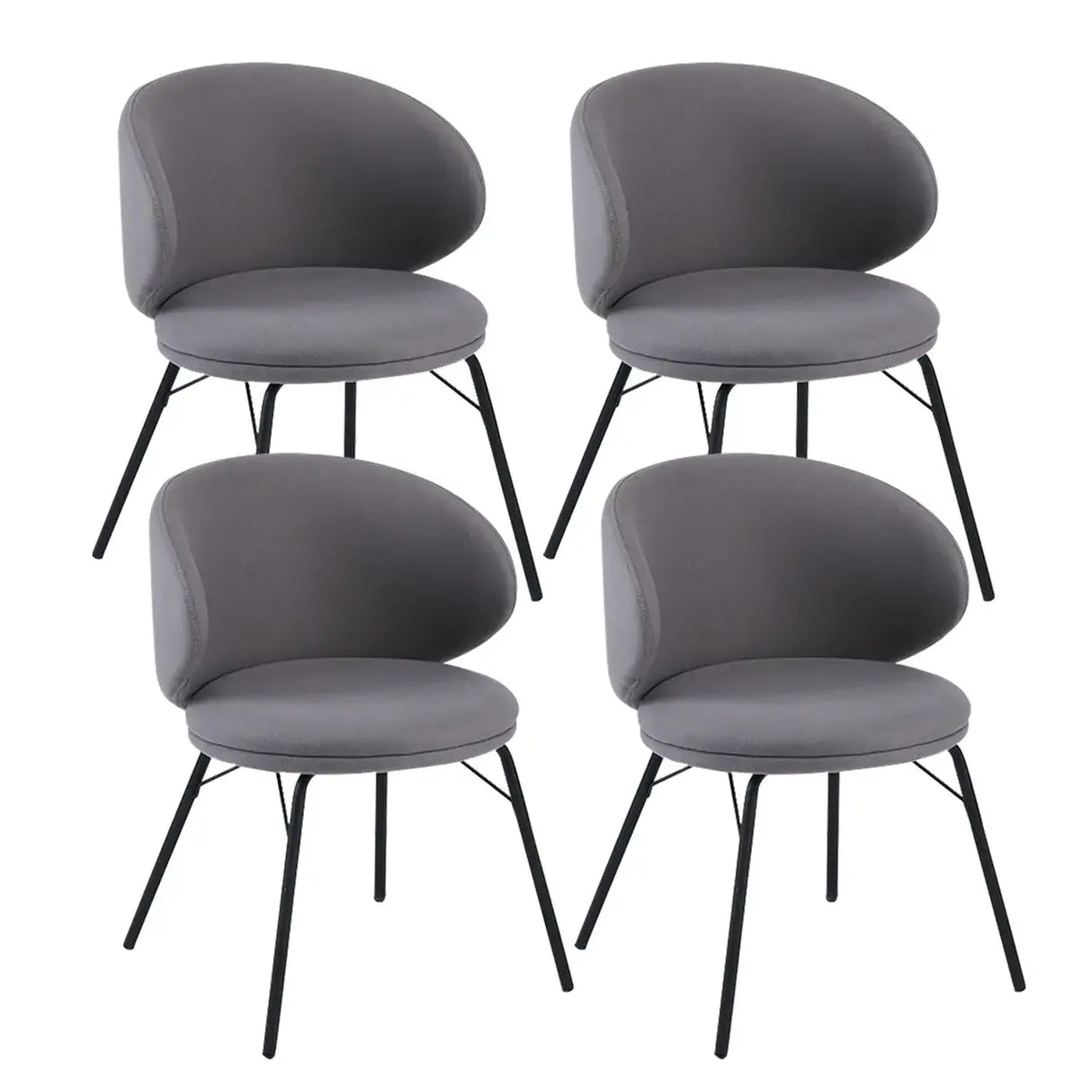 Modern Brown Leathaire Upholstered Curved Back Dining Chair Image - 5