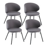 Modern Brown Leathaire Upholstered Curved Back Dining Chair Image - 5