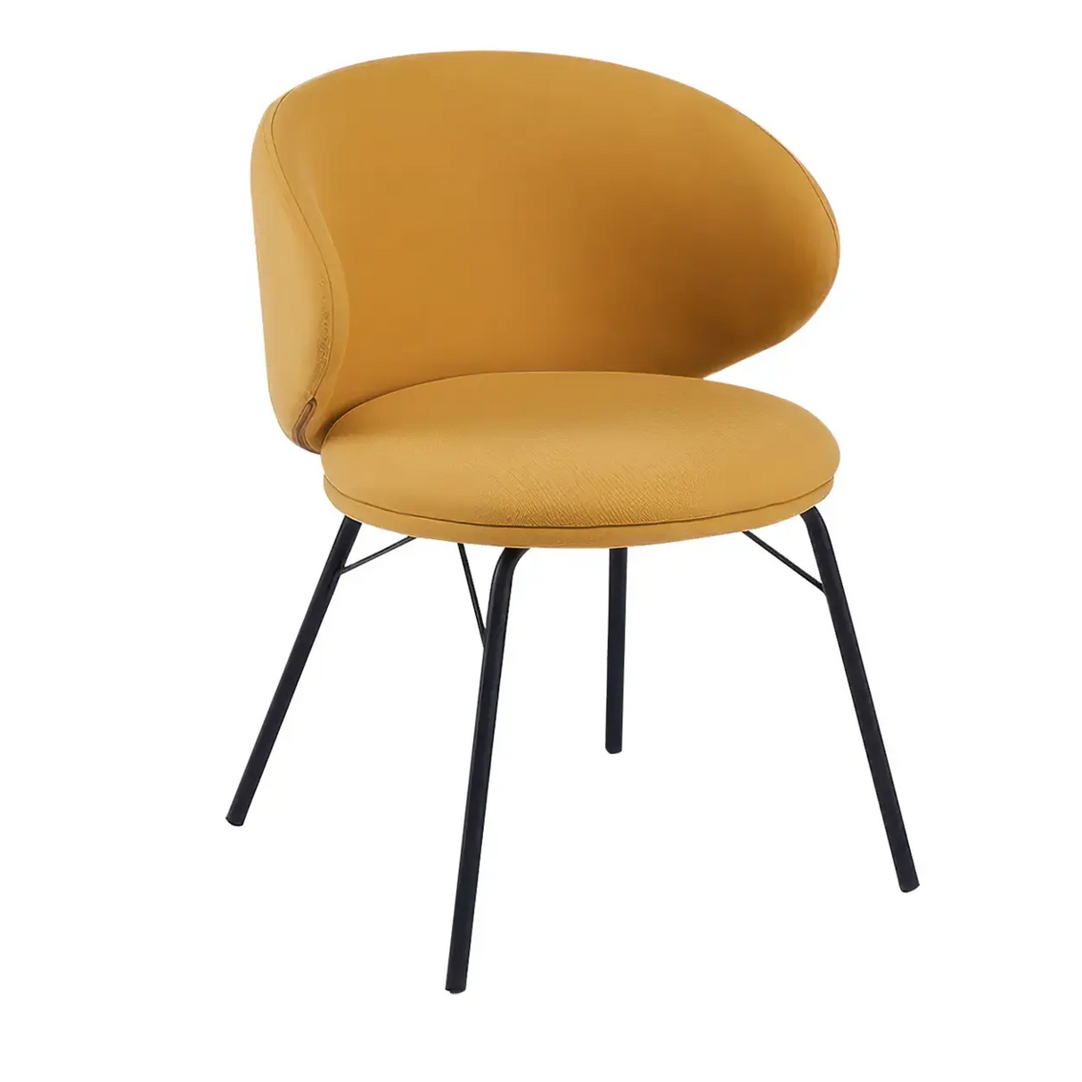 Modern Brown Leathaire Upholstered Curved Back Dining Chair Image - 6