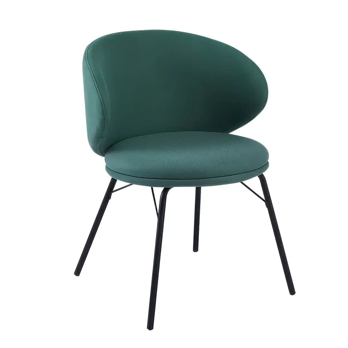 Modern Brown Leathaire Upholstered Curved Back Dining Chair Image - 9