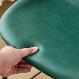 Modern Brown Leather Bucket Bar Stool with Metal Legs Image - 10