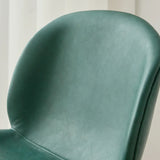 Modern Brown Leather Bucket Bar Stool with Metal Legs Image - 11