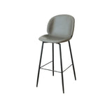 Modern Brown Leather Bucket Bar Stool with Metal Legs Image - 5